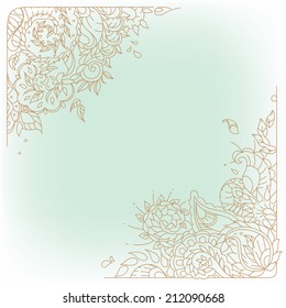 Vector corner ornament frame for greeting card. Floral ornament. Vector illustration 