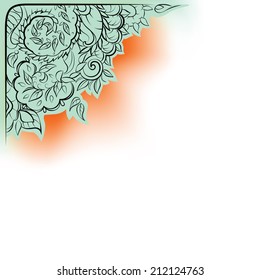 Vector corner ornament frame for greeting card. Floral ornament. Vector illustration 