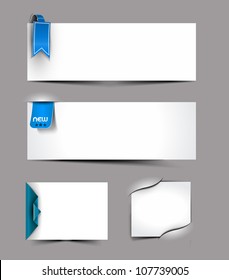  Vector corner ribbons blank cards set design
