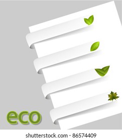 Vector corner stickers with green leaves