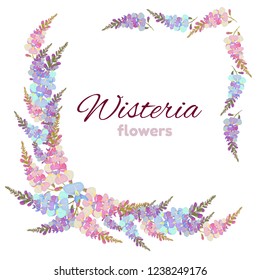 Vector corner of Wisteria flowers. All elements are isolated