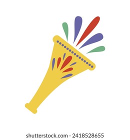vector cornet party with confetti on white background
