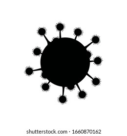 Vector, corona, common human virus or bacteria closely isolated on white background, black