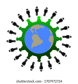 Vector Corona Virus, 2019-nCoV, covid-19, with people wearing medical masks around the world. Group people around world with masks. 