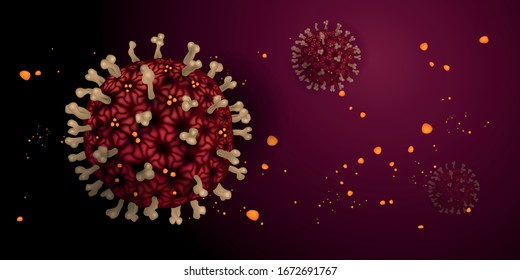 Vector Corona virus COVID19 closeup illustration