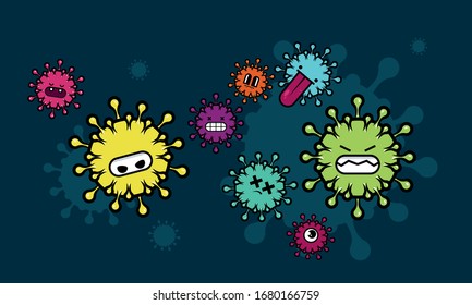 Vector corona virus emoji pattern covid19