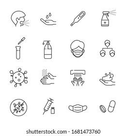 Vector corona virus line icon.Covid-19 eps.10
