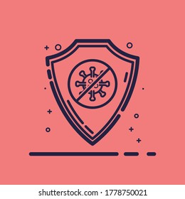 vector of corona virus shield icon. corona virus shield clip art. corona virus shield illustration.