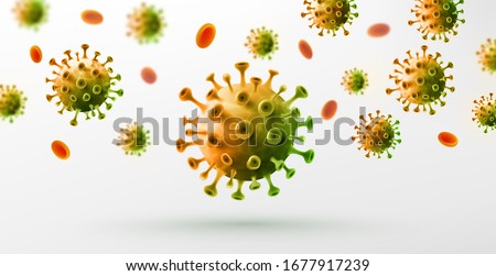 Vector of Coronavirus 2019-nCoV on white background. bacteria germs microorganism virus cell , human health microbiology science and virus outbreaking concept. Vector illustration eps 10