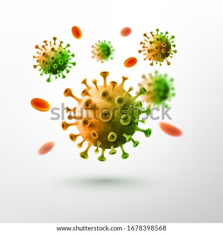 Vector of Coronavirus 2019-nCoV on white background. bacteria germs microorganism virus cell , human health microbiology science and virus outbreaking concept. Vector illustration eps 10