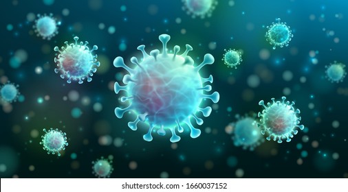 Vector of Coronavirus 2019-nCoV and Virus and background with disease cells.COVID-19 Corona virus outbreaking and Pandemic medical health risk concept.Vector illustration eps 10