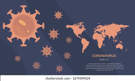 Vektorillustration von Coronavirus 2019-nCoV und Virushintergrund mit Krankheitszellen und roten Blutkörperchen.COVID-19 Corona-Virus ausgebrochenes und pandemisches Konzept für das medizinische Gesundheitsrisiko.Vektorillustration, Illustration eps10