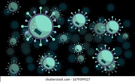 Vector del virus Coronavirus 2019-nCoV y antecedentes de virus con células de la enfermedad y glóbulos rojos.COVID-19 Brote del virus Corona y concepto de riesgo para la salud pandémica.Ilustración del vector 10