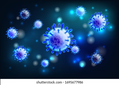 Vector of Coronavirus 2019-nCoV and Virus background with disease cells. COVID-19 Corona virus outbreaking and Pandemic medical health risk concept. Vector illustration