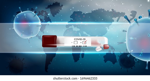 Vector of Coronavirus 2019-nCoV and Virus background with disease cells and red blood cell. COVID-19 Corona virus outbreaking and Pandemic medical health risk concept. Vector illustration eps 10
