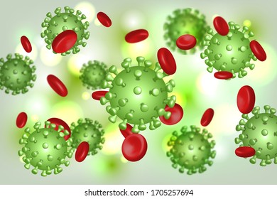 Vector of Coronavirus 2019-nCoV and Virus background with disease cells. COVID-19 Corona virus outbreaking and Pandemic medical health risk concept. Vector illustration
