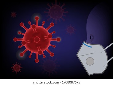 Vector of Coronavirus 2019-nCoV and Virus background with disease cells and red blood cell. Vector illustration eps 10