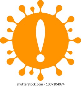Vector coronavirus attention flat icon. Vector pictogram style is a flat symbol coronavirus attention icon on a white background.