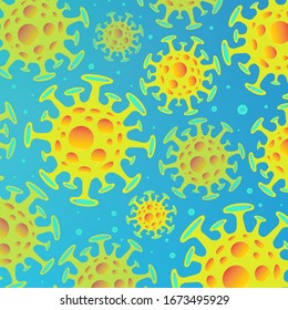 Vector Coronavirus background. Novel coronavirus 2019-nCoV - global pandemic. Bacteria concept. Medical wallpaper. Coronavirus quarantine 10 eps