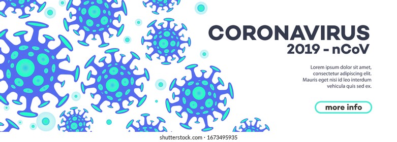 Vector Coronavirus banner with bacteria - global pandemic concept. Novel coronavirus 2019-nCoV background. Virus Infection. Medical wallpaper. Quarantine illustration. 10 eps