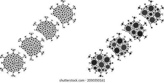Bloqueo de la composición del virus del coronavirus vectorial combinado para publicidad hospitalaria. La cadena de bloqueo del virus del mosaico se basa en el icono y está diseñada a partir de elementos patógenos del coronavirus biopeligrosos.
