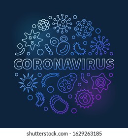 Vector Coronavirus concept outline modern colorful round illustration on dark background