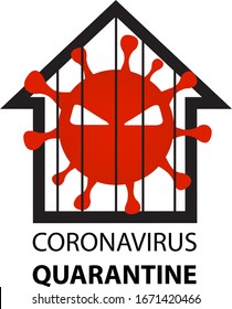 Vector of Coronavirus (COVID-19) in home isolation lock-down. Coronavirus icon logo vector Illustration. Healthcare and medical concept background.