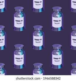 vector coronavirus covid-19 vaccine bottle seamless pattern