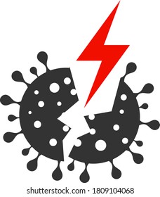 Vector coronavirus damage strike flat icon. Vector pictograph style is a flat symbol coronavirus damage strike icon on a white background.