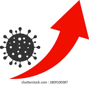 Vector Coronavirus Exponential Growth Flat Icon. Vector Pictograph Style Is A Flat Symbol Coronavirus Exponential Growth Icon On A White Background.