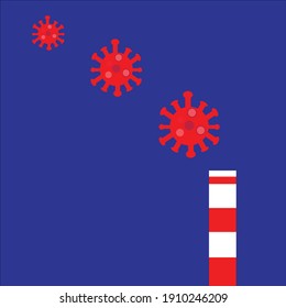 A vector of coronavirus from factory chimney. Coronavirus are high at the industrial area.