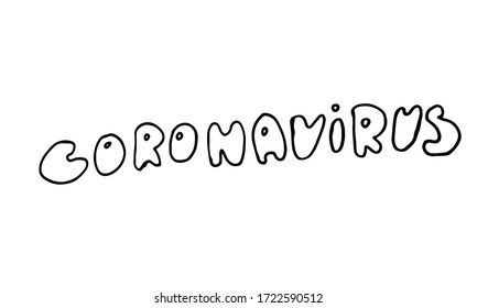 Texto escrito a mano del coronavirus vectorial. Elemento para banners y afiches covid-19. Salud e ilustración escrita a mano médica