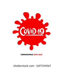 Vector coronavirus illustration with type lettering of Covid-19.