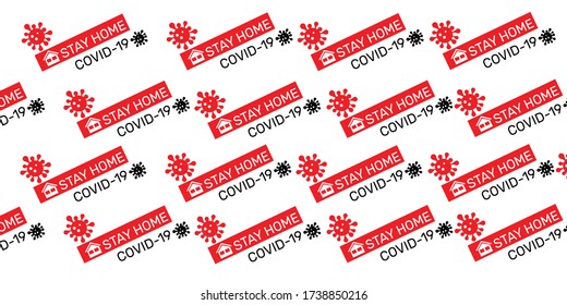 Vector coronavirus logo or COVID-19 seamless repeating pattern background.