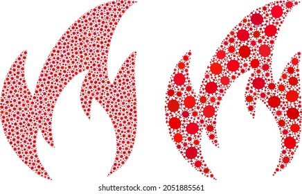 Vector coronavirus mosaic fire combined for lockdown illustrations. Mosaic fire is based on icon and it is organized with biological hazard covid-2019 pathogen items.