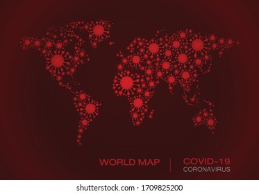 Vector Coronavirus on a world map.Maps show where the coronavirus has spread, graphic