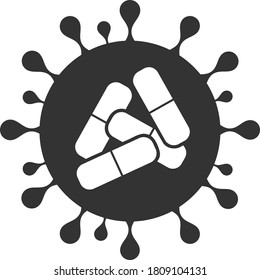 Vector coronavirus pills flat icon. Vector pictogram style is a flat symbol coronavirus pills icon on a white background.