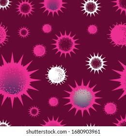 Vector coronavirus seamless pattern.
Vector coronavirus pink pattern. Covid-19 seamless vector pattern. 
