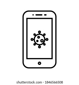 Vector Coronavirus tracing app icon, Covid-19 tracking mobile app symbol on isolated white background for UI/UX and website.