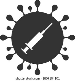 Vector coronavirus vaccine flat icon. Vector pictogram style is a flat symbol coronavirus vaccine icon on a white background.