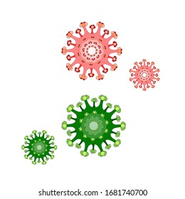 Vector coronaviruses green and red isolated on white. Medical clip art. Virus icon
