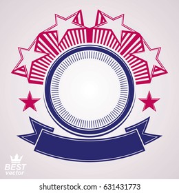 Das Design-Element der Marke Vector, das Web-Emblem der prominenten Stars mit dekorativem, kurvigem Band. Union und Solidarität — Thema? eps8 heraldisches Objekt.