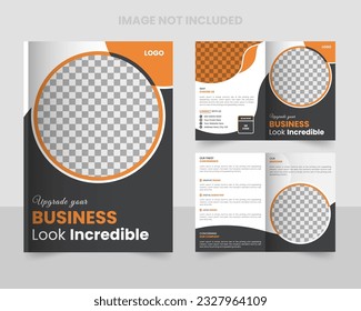 Vector corporate business and digital marketing bifold brochure design template. Business bifold template design. Marketing agency multiple page brochure template design. Marketing and Advertising 