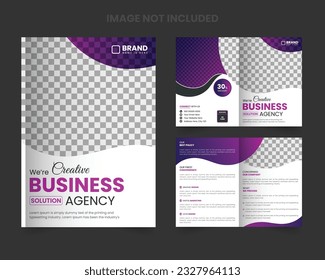 Vector corporate business and digital marketing bifold brochure design template. Business bifold template design. Marketing agency multiple page brochure template design. Marketing and Advertising 