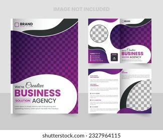 Vector corporate business and digital marketing bifold brochure design template. Business bifold template design. Marketing agency multiple page brochure template design. Marketing and Advertising 