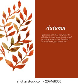 vector corporate business identity template, for card, brochure, booklet, envelope, presentation, visualization, branding. autumn watercolor leaf pattern