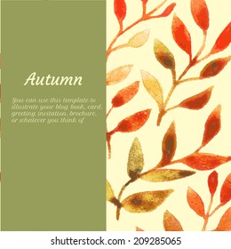 vector corporate business identity template, for card, brochure, booklet, envelope, presentation, visualization, branding. autumn watercolor leaf pattern