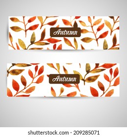 vector corporate business identity template, for card, brochure, booklet, envelope, presentation, visualization, branding. autumn watercolor leaf pattern