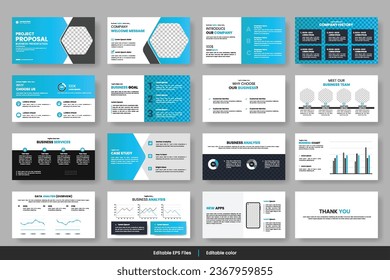 Presentación empresarial y cartera de negocios de vectores, diseño de perfiles, informe de proyectos, perfil corporativo