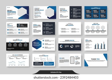 Plantilla de propuesta de proyecto de presentación empresarial de vectores, diseño de perfiles, informe de proyectos, perfil corporativo